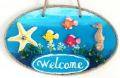 Deniz Temalı Balıklı Deniz Atlı Deniz Yıldızlı Welcome Yazılı El Yapımı Kapı Süsü - 1