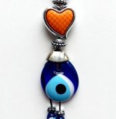 Turuncu Kalpli Nazar Boncuklu Anahtarlık - 2
