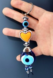 Turuncu Kalpli Nazar Boncuklu Anahtarlık - 3