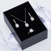 4-6 mm Baget Zirkon Taşlı 925 Ayar Gümüş 3'lü Kadın Set - 2