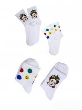 Unisex Renkli Desenli 2 Çift 36-41 Numara  Kolej Çorap BT-0708 - 1