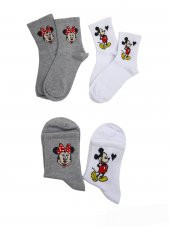 Unisex Renkli Desenli 2 Çift 36-41 Numara  Kolej Çorap BT-0710 - 1