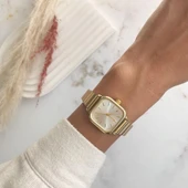 Hemera Gümüş Kadran Gold Metal Kadın Kol Saati thumbnail 1