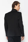 CEKMON Erkek Dik Yaka Fermuarlı Düğmeli Cepli Düz Renk Astarlı Blazer Klasik Ceket - 5