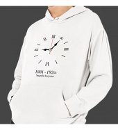 Atatürk 10 Kasım Özel Baskılı Kapşonlu Beyaz Unisex Sweatshirt HK2291 - 1