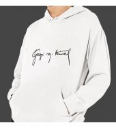 Gazi Mustafa Kemal Baskılı Kapşonlu Beyaz Unisex Sweatshirt HK2294 - 1