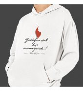 10 Kasım Özel Baskılı Kapşonlu Beyaz Unisex Sweatshirt HK2295 - 1