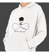 Atatürk Sonsuza Dek Baskılı Kapşonlu Beyaz Unisex Sweatshirt HK2297 - 1