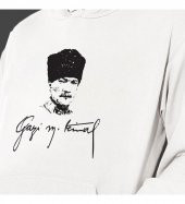 Atatürk Baskılı Kapşonlu Beyaz Unisex Sweatshirt HK2296 - 2