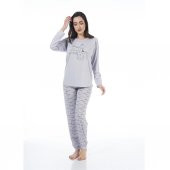 Estiva Desenli Uzun Kol Viskon Bayan Pijama Takım - 1