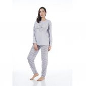 Estiva Desenli Uzun Kol Viskon Bayan Pijama Takım - 3