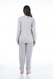 Estiva Desenli Uzun Kol Viskon Bayan Pijama Takım - 5