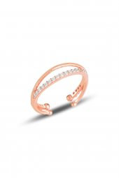 Gümüş rose zirkon taşlı ayarlamalı yüzük - 1