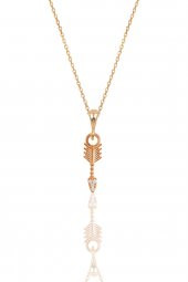 Gümüş rose zirkon taşlı ok kolye - 1