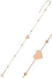Gümüş rose top top zincirli kalp bileklik - 1