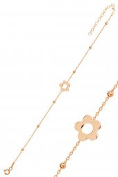 Gümüş rose top top zincirli çiçek bileklik - 1