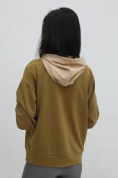 Kapşonlu Çift Cepli Sweat Taba - P-019798 - 4