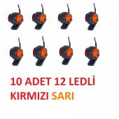 MİNİ TAKOZ LAMBA 12 LEDLİ KIRMIZI SARI 10 ADET YÜKSEK IŞIK - 1