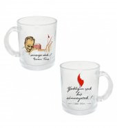 Kişiye Özel Atatürk Sonsuza Dek Baskılı Şeffaf Cam Kupa Bardak HK2313 thumbnail 1