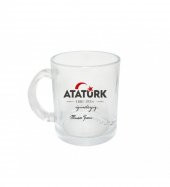 Kişiye Özel Atatürk ve Bayrak Baskılı Şeffaf Cam Kupa Bardak HK2312 thumbnail 2