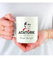 Kişiye Özel Atatürk 10 Kasım Özel Baskılı Porselen Beyaz Kupa Bardak HK2304 thumbnail 1