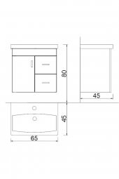 Denko Petra 65 cm MDF Banyo Dolabı Alt Modül ve Seramik Lavabo thumbnail 3