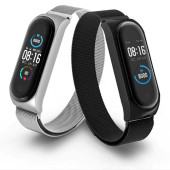 Xiaomi Mi Band 5 Band 6 Uyumlu Mıknatıslı Metal Hasır Kordon Kayış - 1