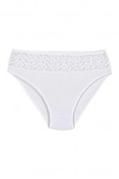12 Adet Yıldız Bayan Likralı Dantelli Bikini Külot Beyaz 3785 - 1