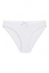 12 Adet Yıldız Bayan Likralı Dantelli Bikini Külot Beyaz 3790 - 1