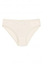 12 Adet Yıldız Bayan Bambu Dantelli Bikini Külot Ekru 3882 - 1