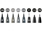 Faber Pitt Artist Pen Fırça Uç 8li, Gri & Siyah Tonları thumbnail 2