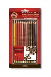 Koh-i-Noor Polycolor Artist Kuru Boya Kalemi Kahverengi Tonlar Metal Kutu 12li thumbnail 2
