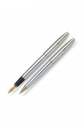 Noble 35 Dolma Kalem ve Tükenmez Kalem İkili Set Krom-Altın thumbnail 1