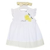 Caramell Bebek Elbisesi - Bandanalı - ELB6456 - Lemon - Beyaz - 1
