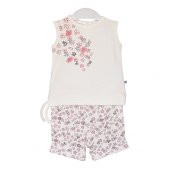 Bibaby Pink Clover Şortlu Bebek Takımı - 2 li - Ekru - 1