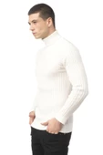Erkek Slim Fit Fitilli Likralı Düz Renkli Triko Boğazlı Kazak - 12