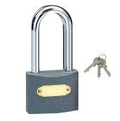 Asma Kilit Uzun Gri 63 mm 3 Anahtarlı thumbnail 1