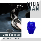 Start Stop Tuşu Kapağı Iron Man Metal Tuş Koruyucu Dekoratif Özel Çinko Alaşım Mavi - 1