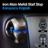 Start Stop Tuşu Kapağı Iron Man Metal Tuş Koruyucu Dekoratif Özel Çinko Alaşım Mavi - 9