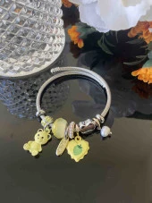 Aksesuar Çarşısı Sarı Ayıcıklı Kalp Tasarımlı Charm Bileklik thumbnail 6