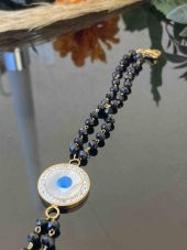 Aksesuar Çarşısı Kristal Taş Bileklik Nazar Boncuk Uçlu - 3