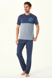 Erkek Jakarlı Kuş Desen Pijama Takım 4506 - 1