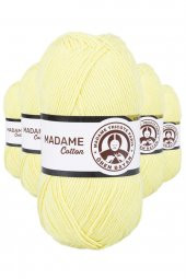 5 Adet Madame Cotton El Örgü İpi Yünü 100 gr 006 Açık Sarı - 1