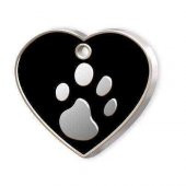 Kalp Şeklinde Mineli Büyük Köpek Künyesi Siyah - 1