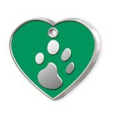 Kalp Şeklinde Mineli Büyük Köpek Künyesi Yeşil - 1