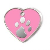 Kalp Şeklinde Mineli Büyük Köpek Künyesi Pembe - 1