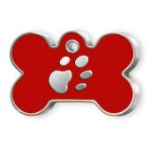 Kemik Şeklinde Mineli Büyük Köpek Künyesi Krımızı - 1