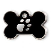 Kemik Şeklinde Mineli Büyük Köpek Künyesi Siyah - 1