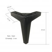 Kartal Lükens Ayak Mobilya Koltuk Çekyat Ayağı 15 cm Siyah - 2