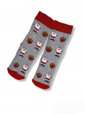 Unisex Renkli Kışlık Havlu Christmas themed teryy socks Desenli 1 Adet Çorap Numara  BT-0743 - 3
